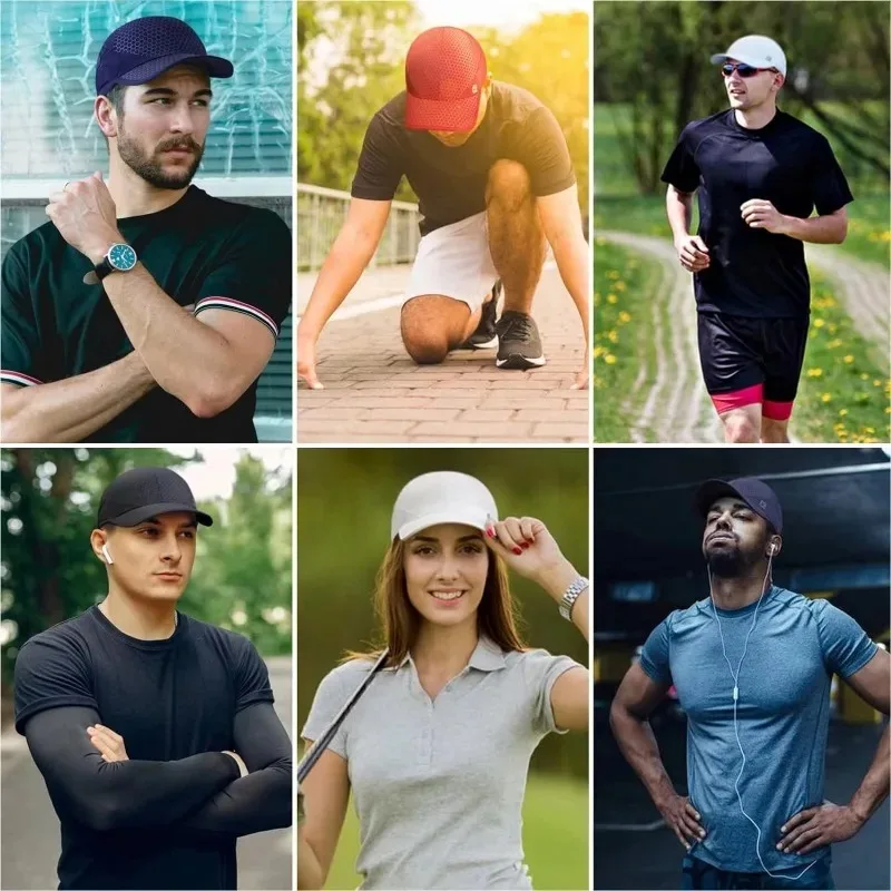 GADIEMKENSD-Stretch Running Hat com aba macia, secagem rápida, boné de beisebol unissex, golfe feminino, chapéu Snapback monocromático, adulto