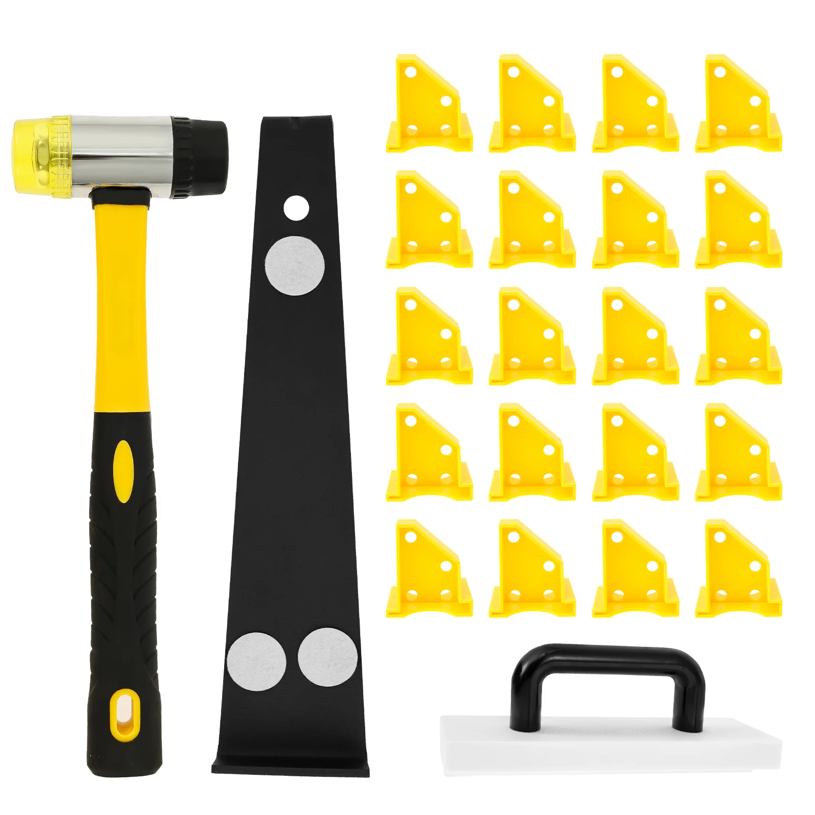 

23Pcs Laminate Laying Set Complete Vinyl Flooring Installation with Heavy Duty Pull Bar 2 in 1 Spacers Dent Hammer Removal Tools