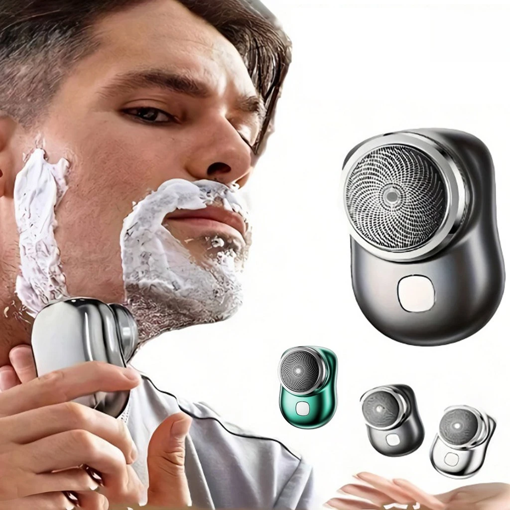 Mini Aparador de Barba Elétrico Portátil à Prova d'Água Recarregável USB Tipo C Dupla Função para Barba e Bigode