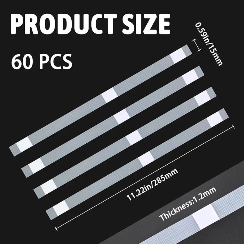 BAAG-60 Pcs Glue Strips With Mesh Backing, 3/5 Inch Thermal Glue Strips For Book-Binding Repair For 101-130 Sheet Capacity