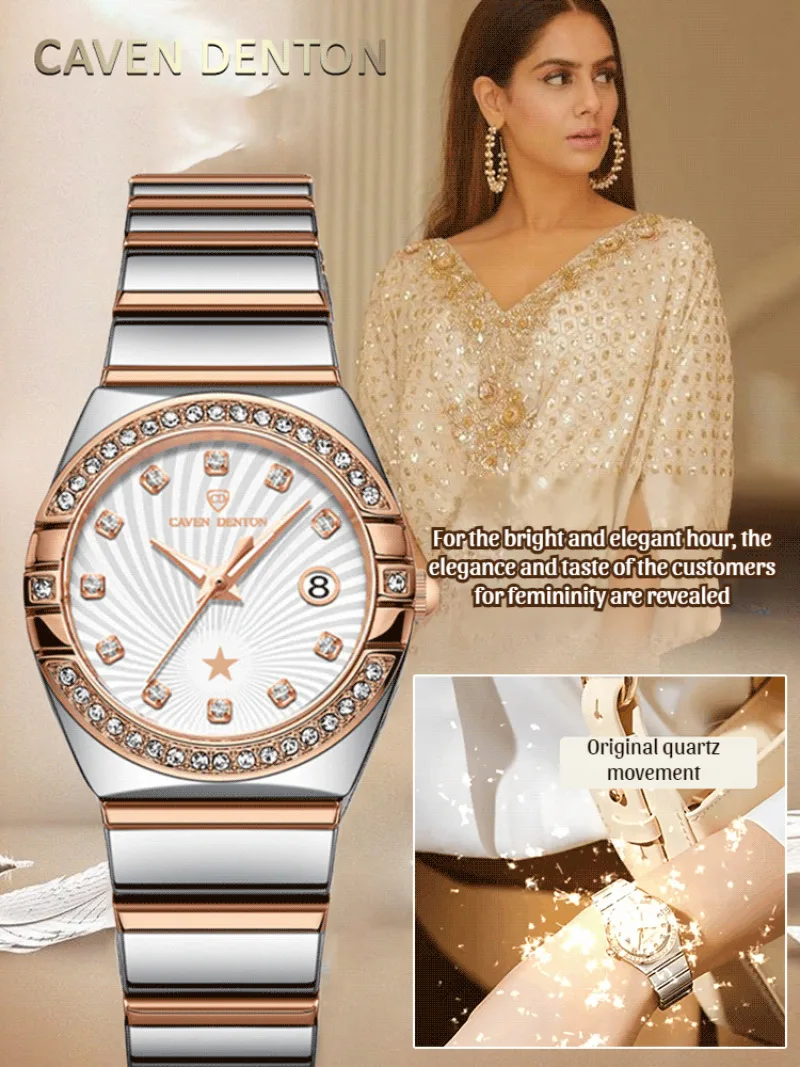 

Женские модные водонепроницаемые кварцевые часы с тремя стрелками, роскошные светящиеся часы