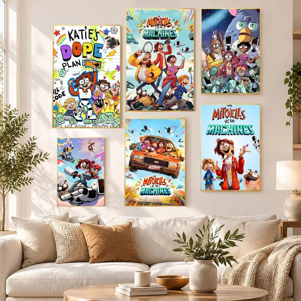 Movie Comedy Mitchells Machines Poster HD Waterproof PP Self Adhesive Aesthetic Bedroom Dorm Gaming Room Home Decor Gift