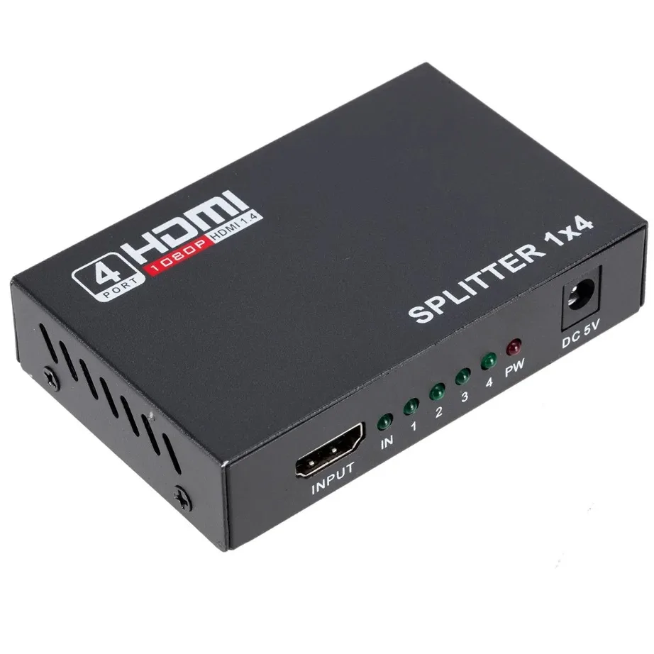 YIGETOHDE 1 In 4 Out HDMI-compatible Splitter 1080P 1X4 HDMI-compatible Signal Amplifier Multiple Display For HDTV DVD PS3 Xbox