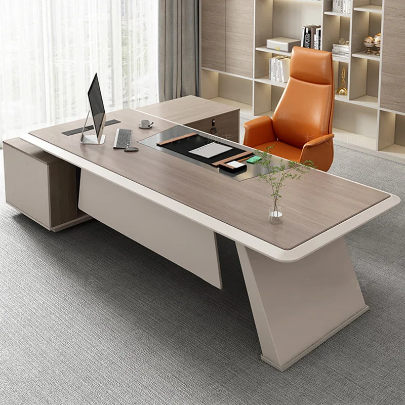 

Стол премиум-класса Boss, простой современный компьютерный стол для президента и комбинация стульев, офисный одиночный светильник, роскошный стол большого класса