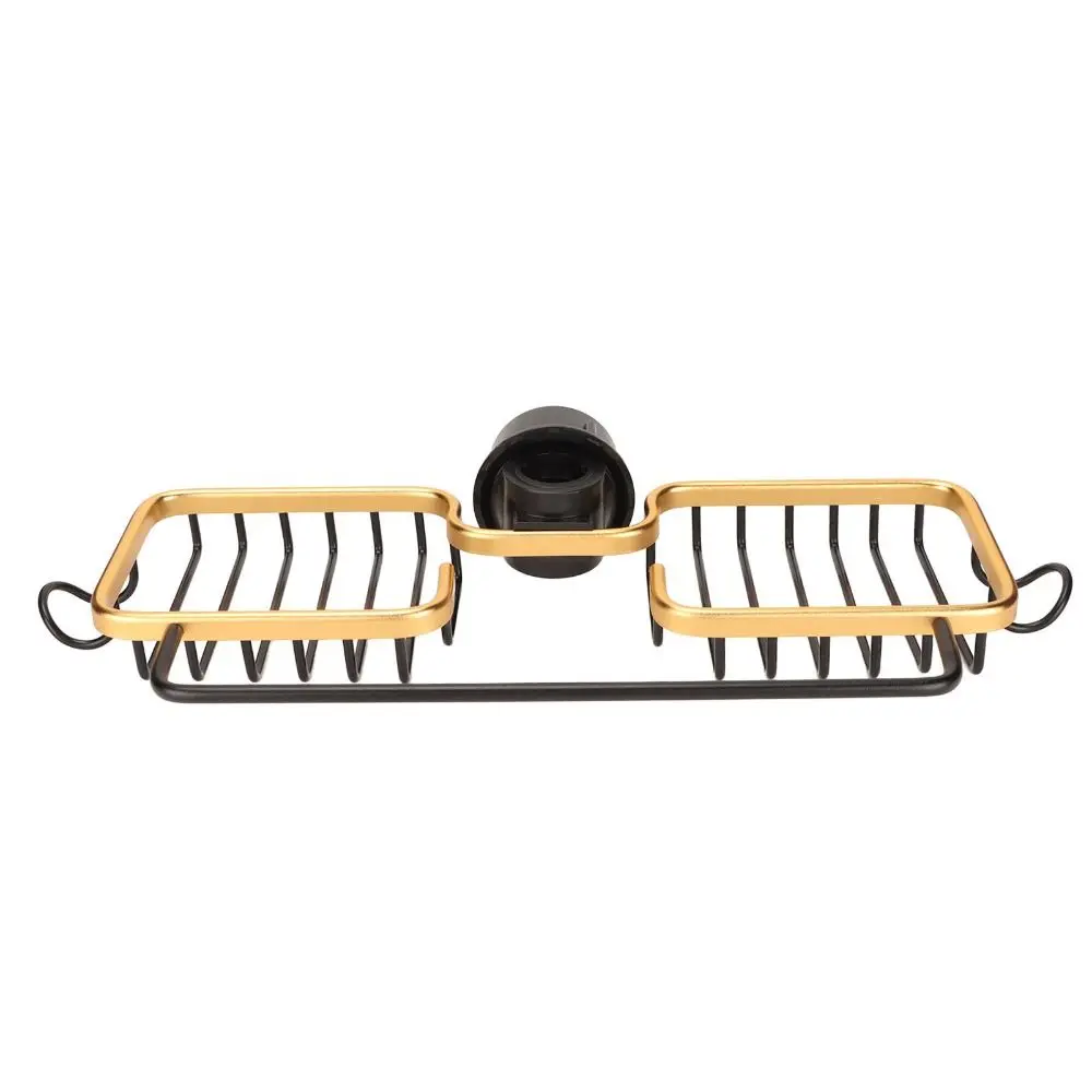 Aluminum Plastic Sink Shelf Silver Black Gold with Towel Rod Hanging Rack Easy Installation Practical Sink Organizer Rack