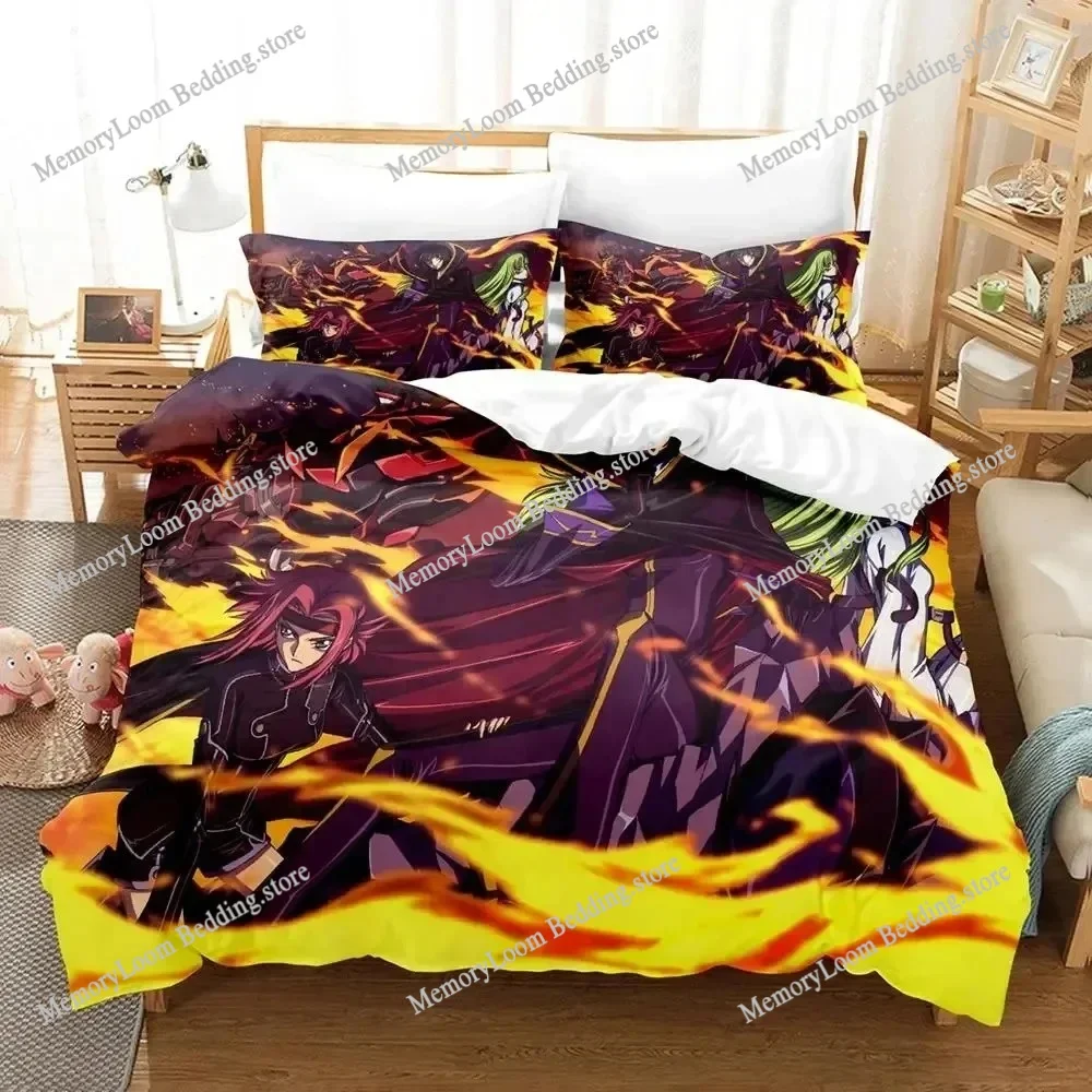 Juego de cama con estampado 3D de Anime CODE GEASS Lelouch, funda nórdica, edredón para dormitorio, funda de edredón individual doble King, Textiles para el hogar