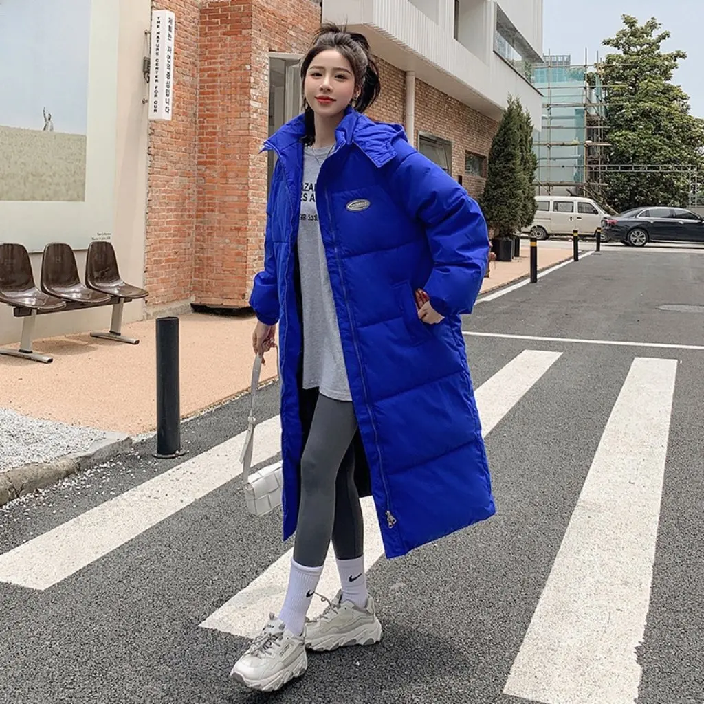 

Women's Extended Length Cotton Coat plus Size Loose Fit Over-The-Knee Thickened Jacket Korean Style Winter New