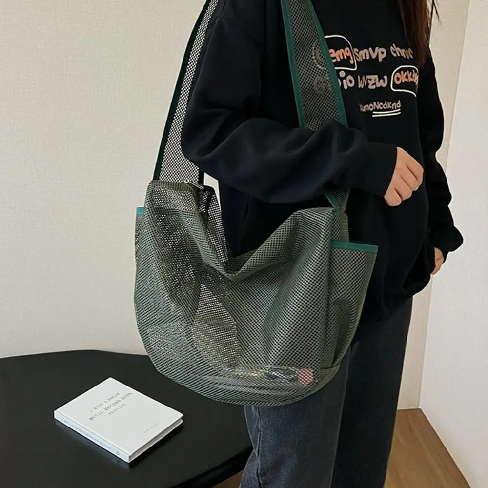 

New Mesh Hollow Totes Bag Waterproof Swim Fitness Shoulder Bag Beach Large Capacity Storage Washbag Men Women