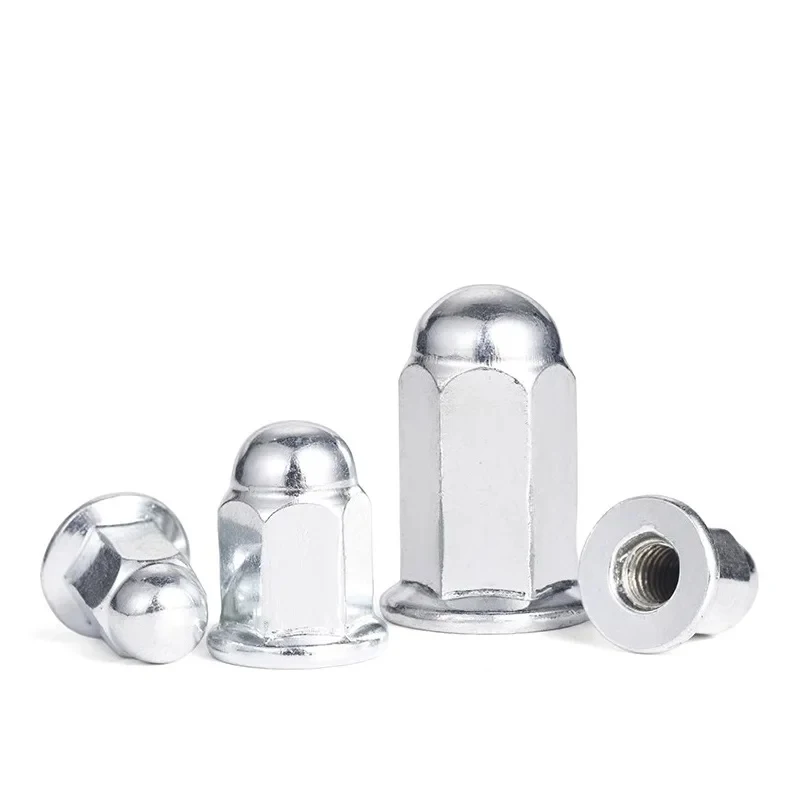 M5 M6 M8 M10 8.8 Grade White Zinc Plated Extended Flange Acorn Nuts / Heightened Flange Cap Nuts for Motorcycle Cylinder
