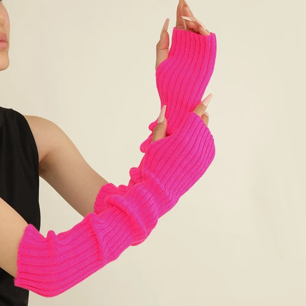Nuevo Guantes tejidos sin dedos, suaves y largos, calentadores de brazos de invierno,