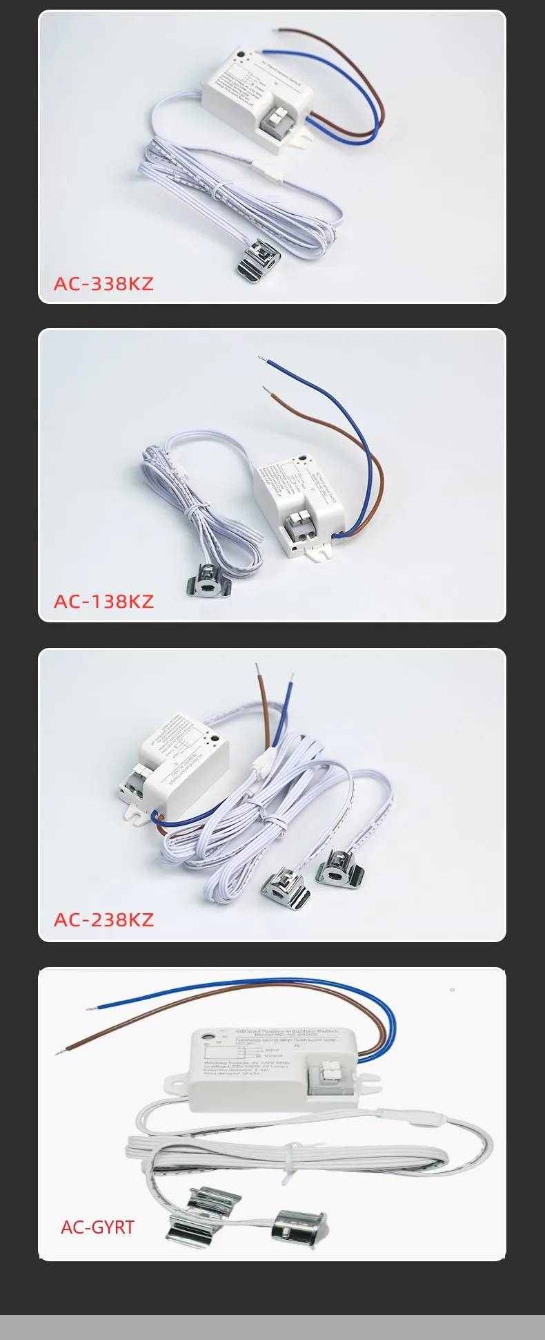 AC 85V/265V Infrarot-Bewegungsmelder-Relaisschalter mit 5-8cm Erfassungsbereich 60W/100W IP21 Smart für Schrankanwendungen – Detail 6
