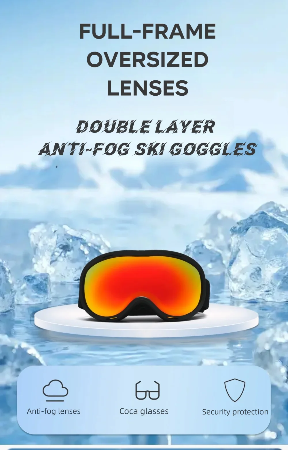 JSJM gafas de esquí antiniebla profesionales doble capa para snowboard - imagen 3