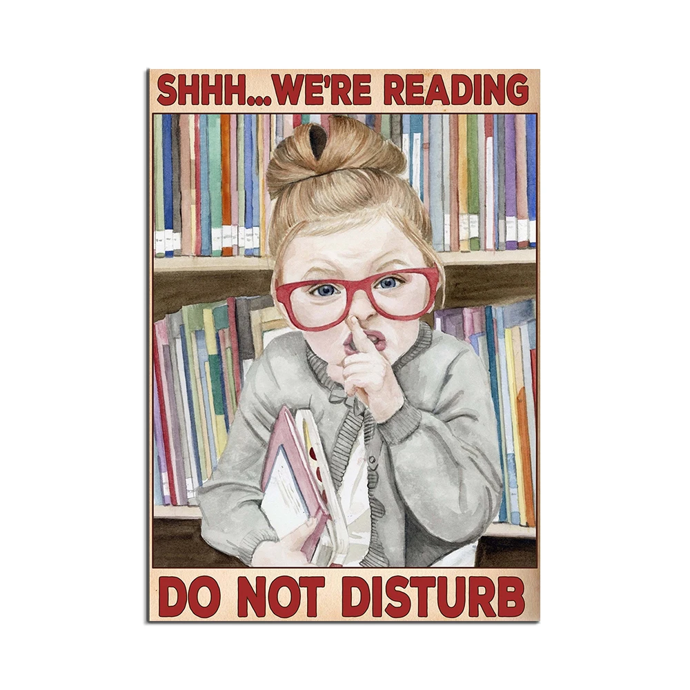

Shh we're reading do not disturb retro poster, bookish gift, book lover reading poster, classroom decoration, love reading gift