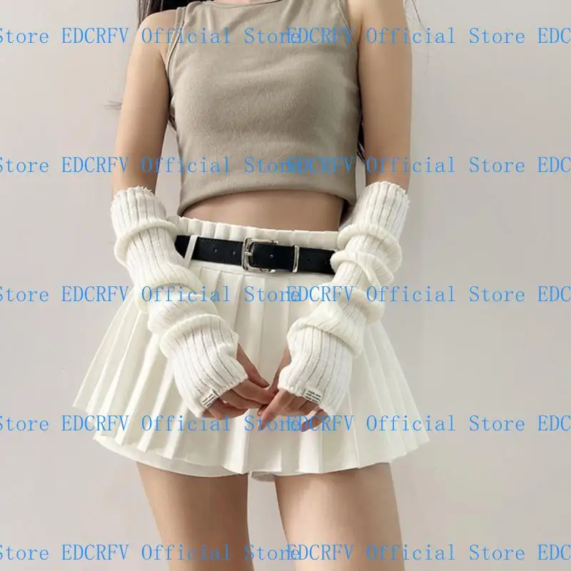 

39BD 2000s Arm Warmers Dancing Party Popular Arm Gloves Women Girl Knitted Armwear