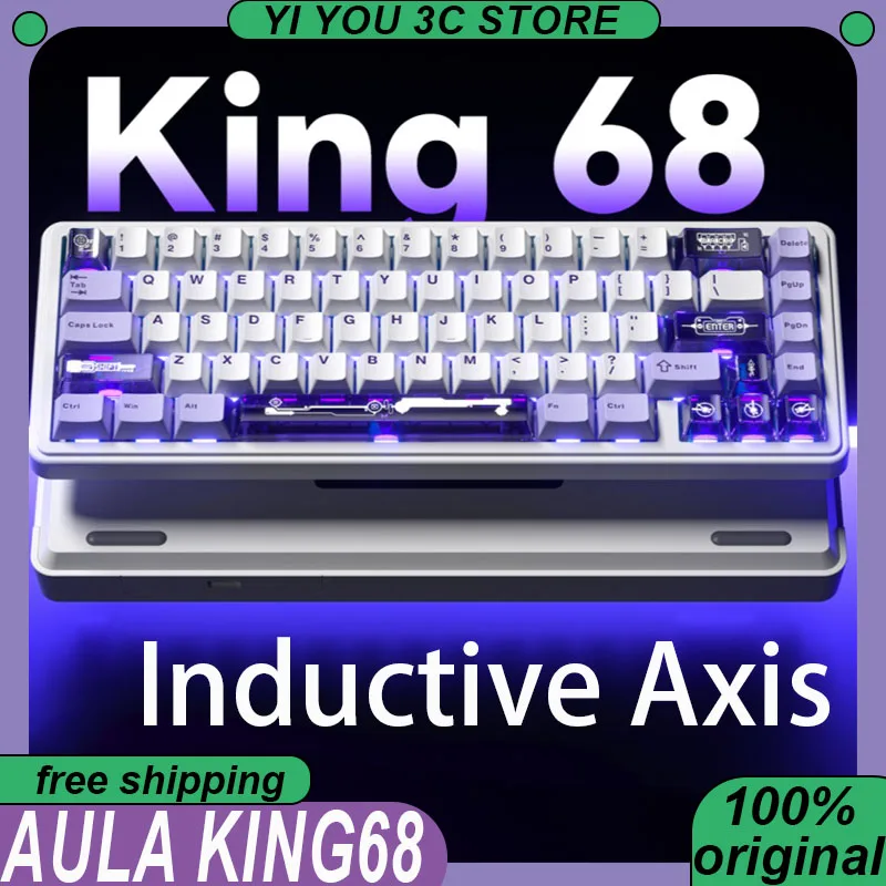 

Механическая клавиатура AULA King68, проводная индуктивная ось, 8K RT01, 0,125 мс, прокладка с низкой задержкой, горячая замена, клавиатуры для ПК, киберспорта, ноутбука