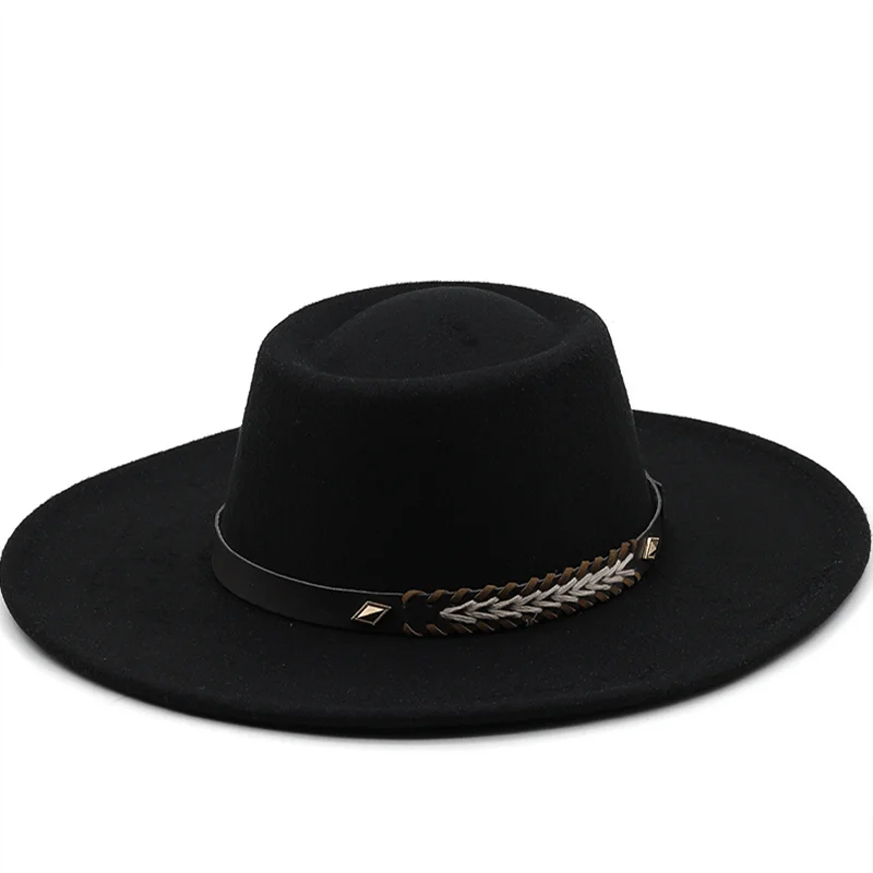 

Fedora Hats for Women New 9.5cm Wide Brim Dress Men Cap Felted Hat Panama Church Wedding classic Band Men Hat Sombreros De Mujer