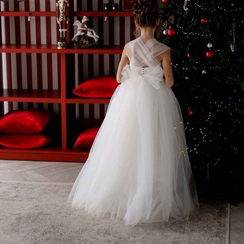 Rustic Flower Girl Dress Tulle Tutu Toddler Princess Girl Wedding Dress Baby Tutu Birthday Dress Pageant Dresses for Girls