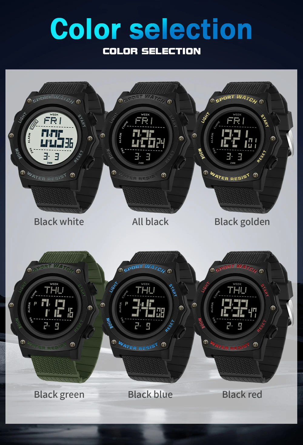 SANDA 2159 전자 남자 야외 스포츠 학생 방수 빛나는 달력 다기능 멋진 Led 디지털 시계 2025