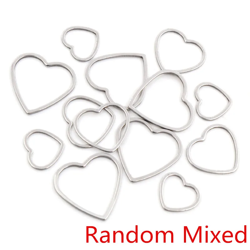 20pcs Heart Charm Gold Stainless Steel Pendant Open Bezels Hollow Pressed Resin Frame Mold Bezel DIY Jewelry Making