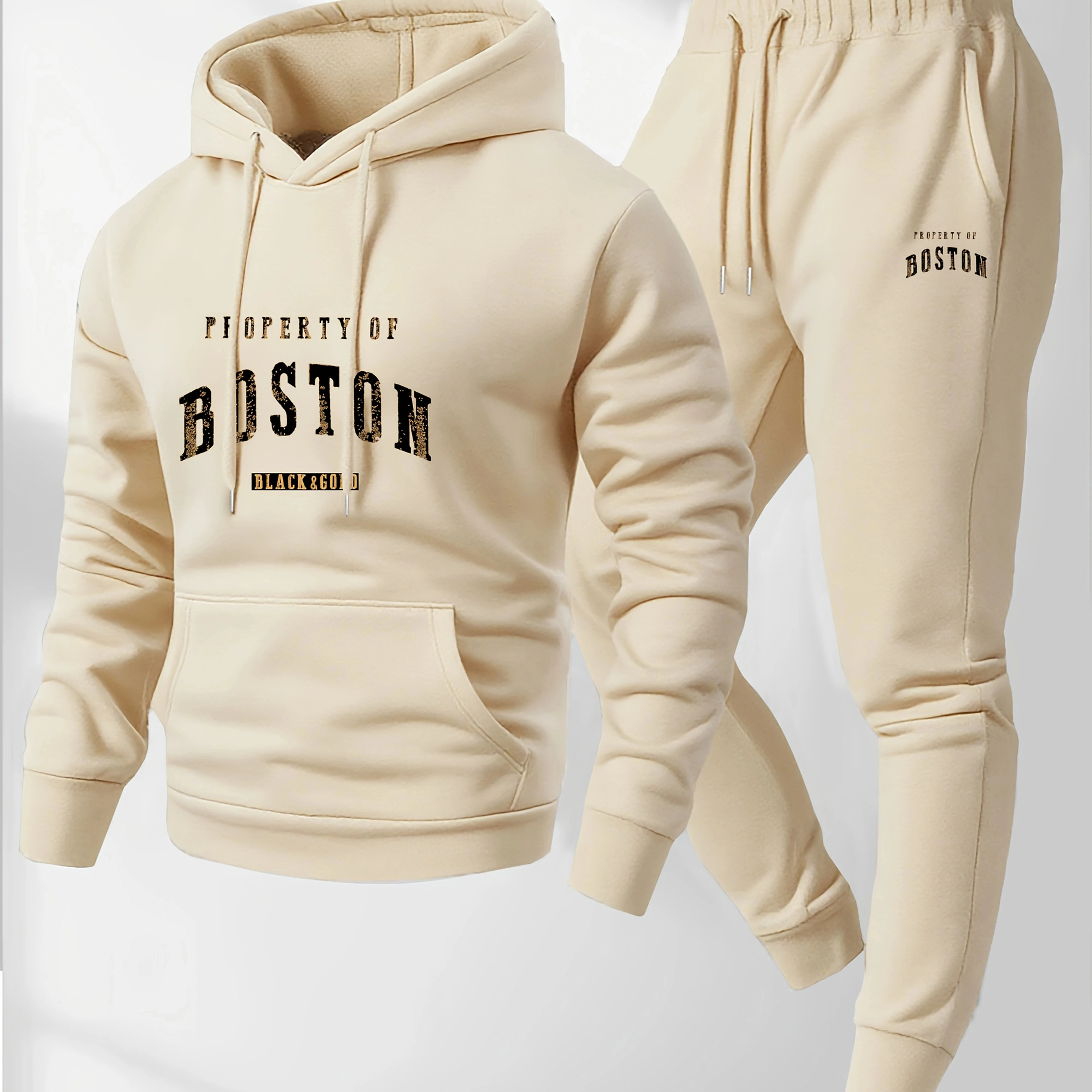 

2026 Men's Printed Hooded Sports Set, Pure Cotton Fleece Winter-Spring Sports Pants Set.