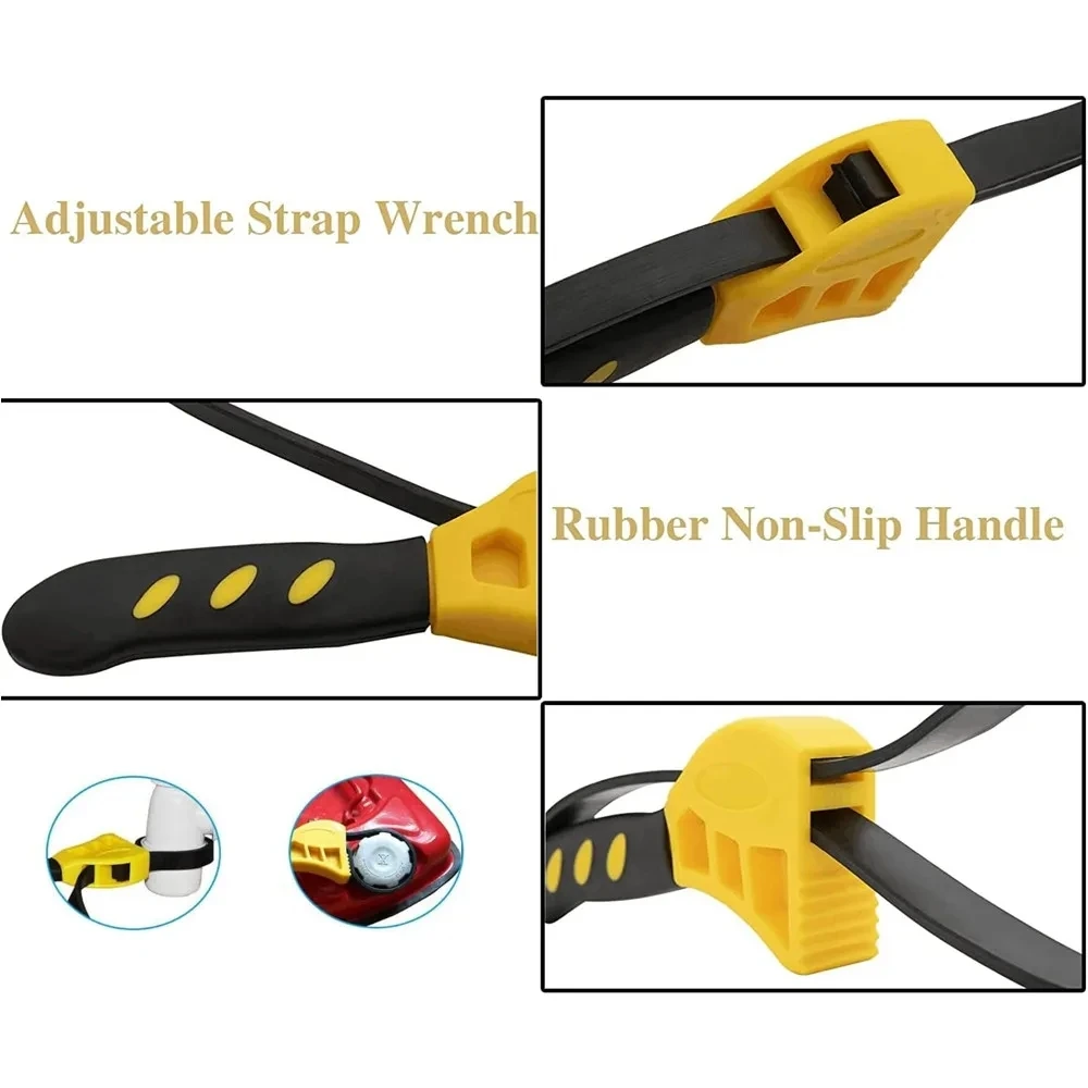 Universal Rubber Strap Adjustable Wrench , Use as Jar Opener, Pipe Wrench, Rubber Strap Wrenches Used by Mechanics, Plumbers