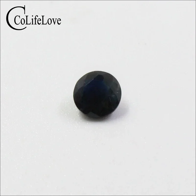 CoLife Jewelry 100% Real Black Sapphire Loose Gemstone 5mm 6mm 7mm Round Cut Natural Black Sapphire Gemstone for Jewelry Shop