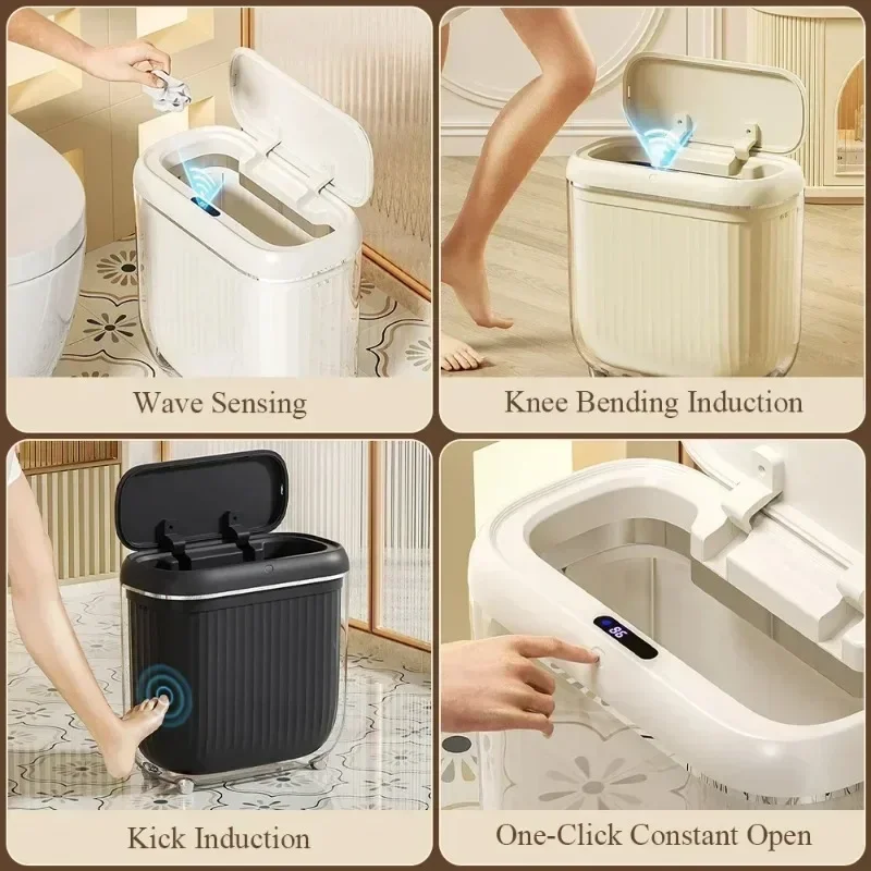 14L 3Color Smart Sensor Trash Can Bathroom Narrow Automatic Sensor Wastebin for Toilet Kitchen Dustbin with Lid Smart Home