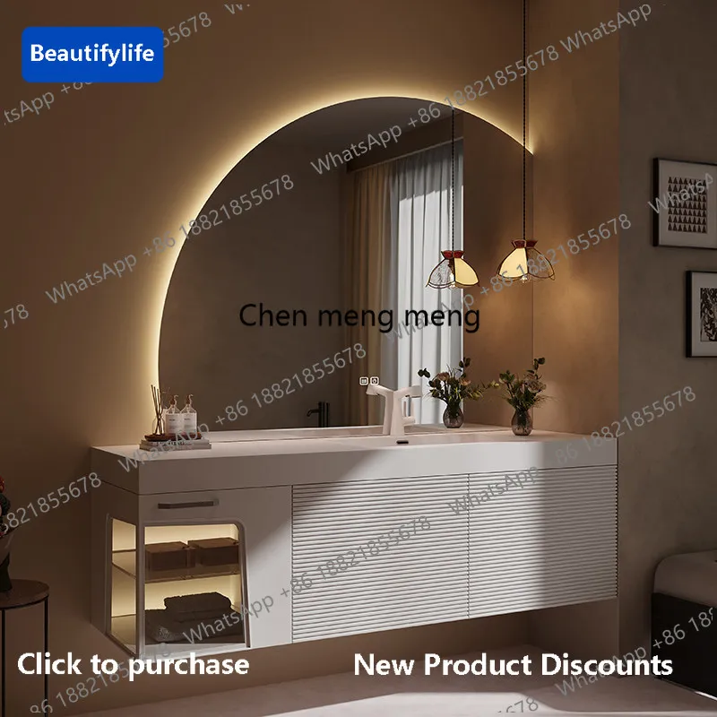 b567 Oak Bathroom Vanity And Washbasin Combination Integrated Seamless Slab Stone Sink 2026 New Model for Home Improvement