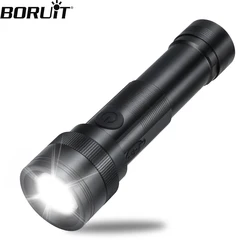 BORUiT ST12 LED Flashlight Portable Zoom Torch 500LM Type-C Rechargeable Strong Light Tactical Torch Camping Fishing Lantern