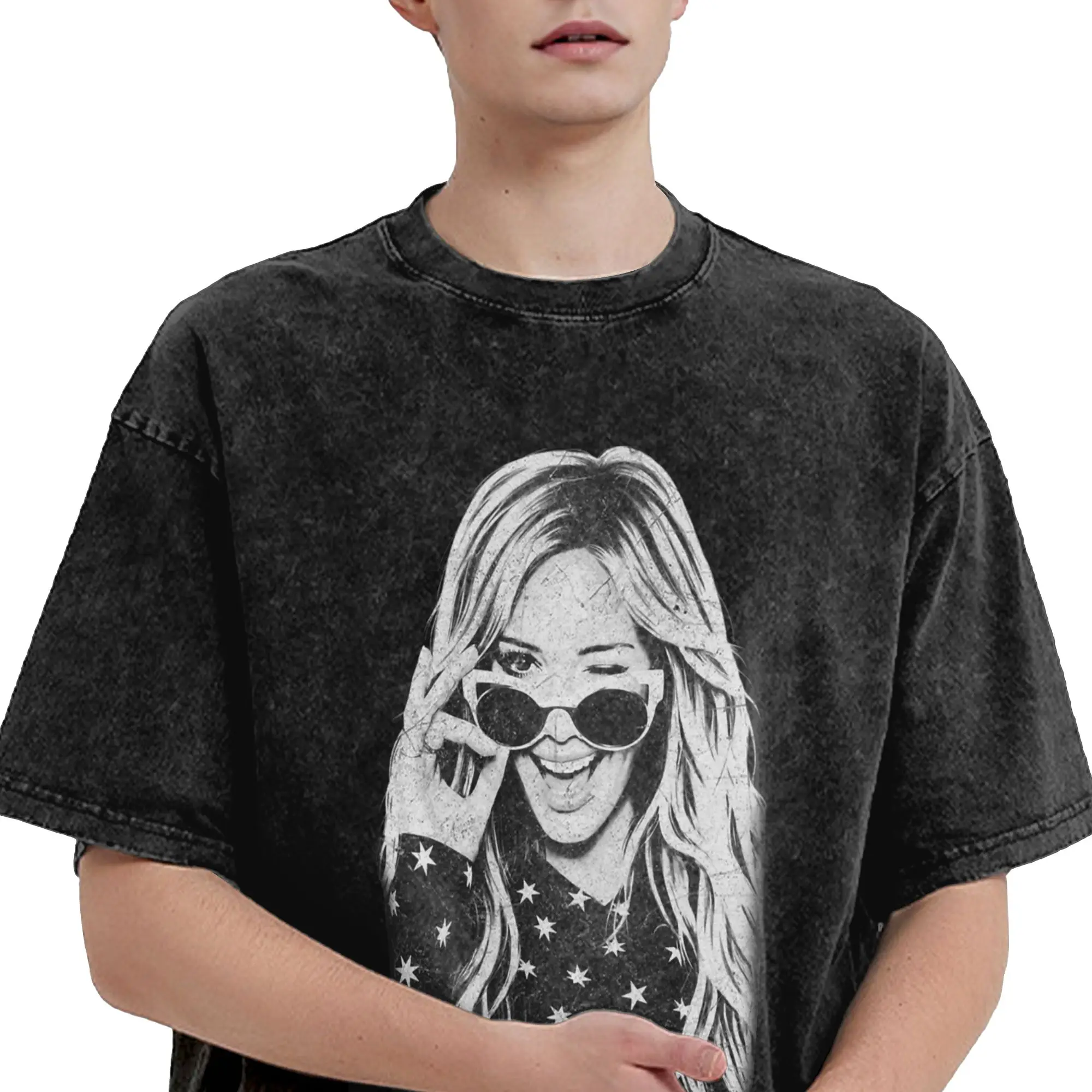 Hilary Duff The Lucky Me Tour 2026 T Shirts Hip Hop Washed Cotton Harajuku T-Shirts  Casual Men Women Streetwear Summer Tees