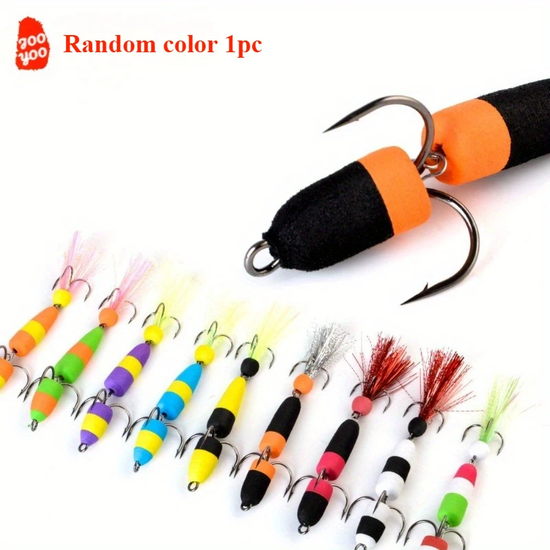 Fishhooks Floating Lure 3X Treble Hooks Forged Tools Perch Bug Bait Three Anchor Hook False Bait Foam Bait Foaming Material