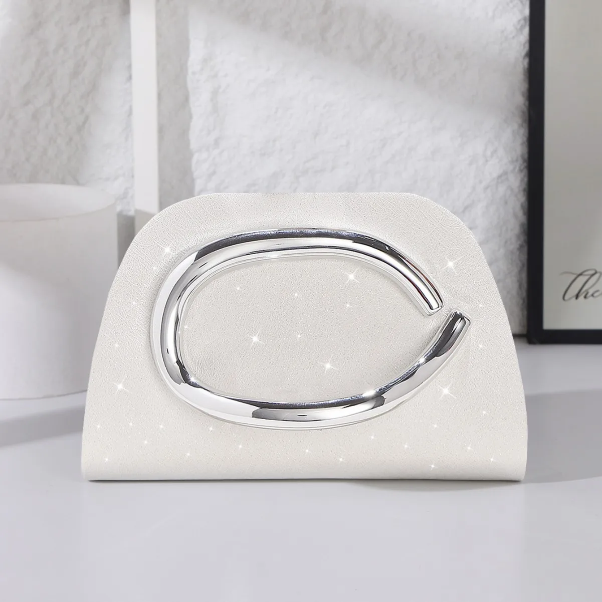 

Simple Pure White Wedding Party Bridal Handbag Clutch Chain Shoulder Bag Crossbody For Women Fashion Classic Evening Bags Purse