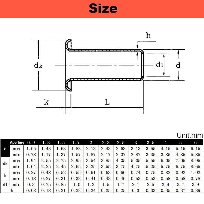 M0.9~M1.5M2M3M4M5M6 Brass Corn Rivet Hollow Press Rivet Air Hole Buckle Ring Through Hole Copper Through Core Nail Leather Rivet