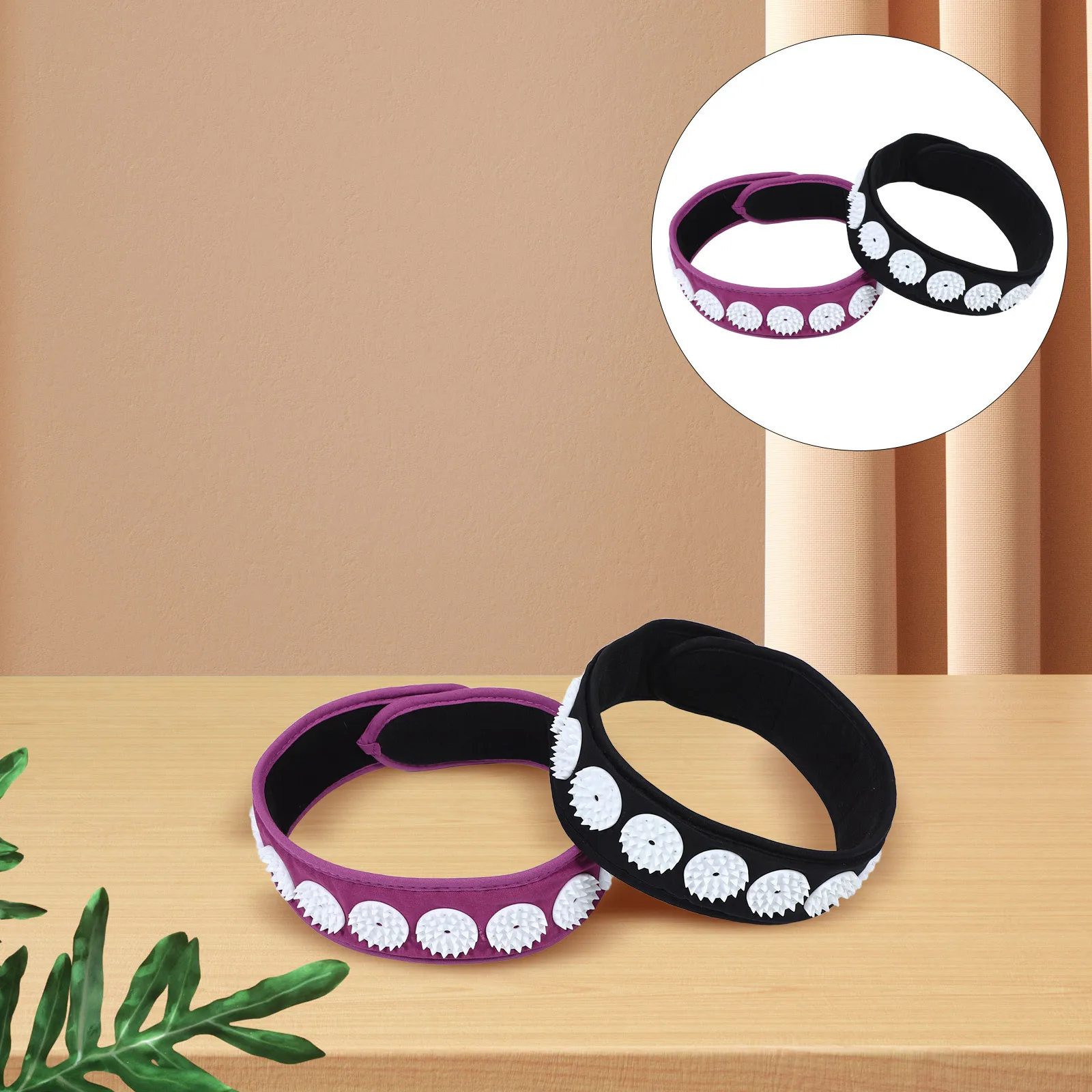 

2 шт., точечный массажный пояс, регулируемая повязка на голову, обертывание для расслабления мышц, облегчение напряжения шеи, головы, шип, облегчение боли