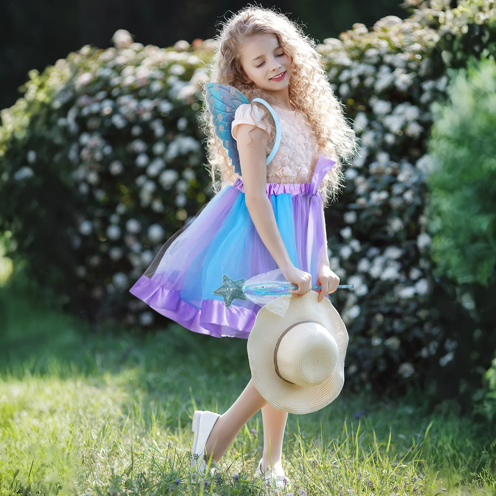 

Tulle Butterfly Wings Fairy Costume Sparkly Mesh Tutu For Halloween Birthday Party Dress Up Cosplay Glitter Mini