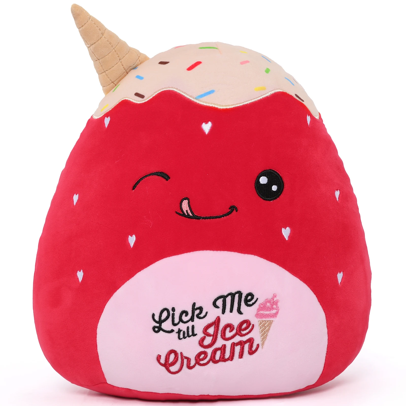 Tezituor truskawkowe lody pluszowa zabawka 12 cali miękkie truskawkowe wypchane zwierzę pluszowa poduszka Squishy Doll poduszka do przytulania dla dzieci