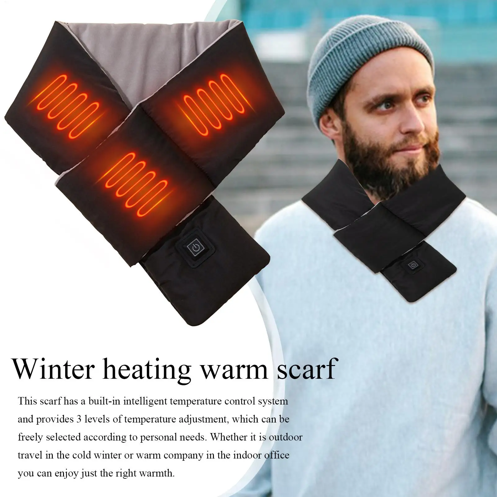 

new Cordless Heated Scarf 3-Temperature Adjustable Electric Warming Scarf, Fast Heating Winter Scarf For Women Outdoor, Travel
