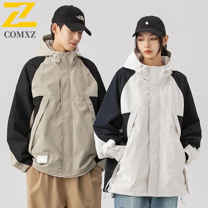 

COMXZ Premium Neutral Jacket New Splicing Collar Outdoor Camping Lightweight Coat Luxurious Travel Breathable Autumn Coats