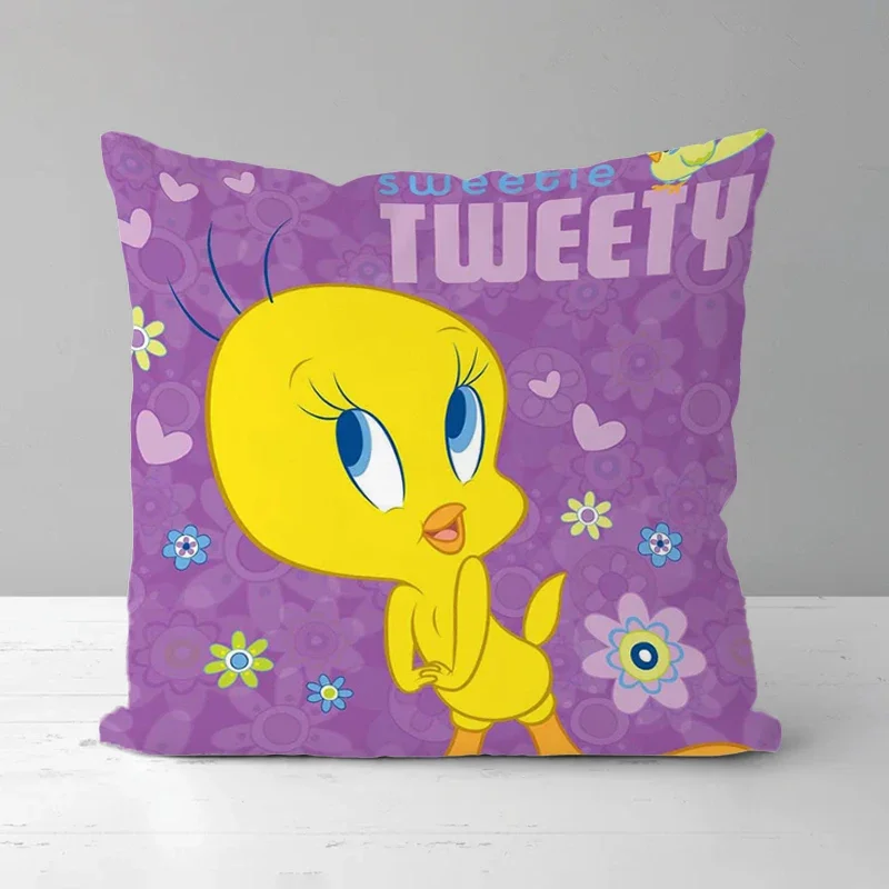 Throw Pillow Covers Decorative Cute Ornamental Pillows for Living Room Kawaii Double Sided Printing Tweety Short Plush Cover Bed