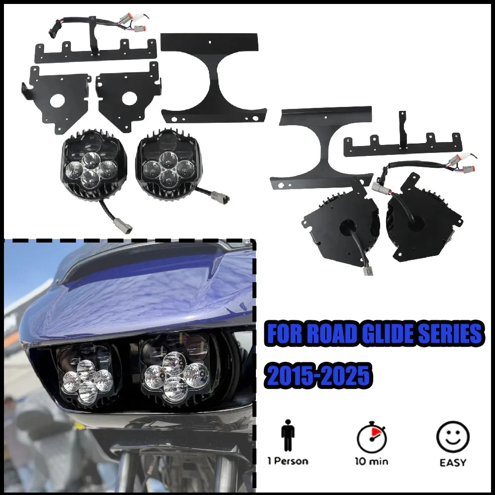 

Мощная светодиодная фара с электронной маркировкой дальнего/ближнего света с DRL для серии Road Glide 2015-2025, фара для мотоцикла