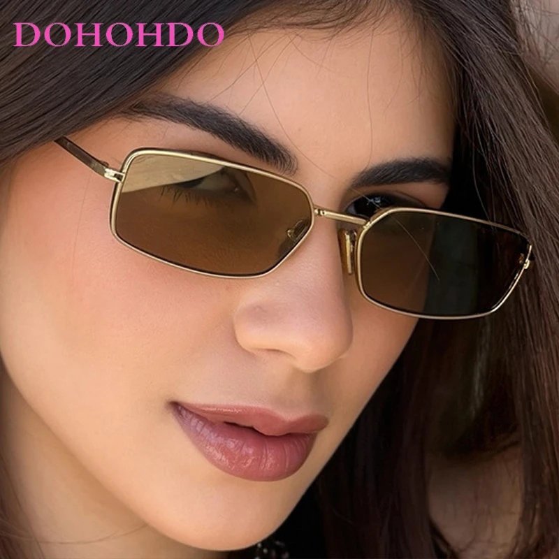 

Fashion Metal Rectangle Small Frame Women Sunglasses Luxury Designer Brand Men Sunglass Summer Drive Travel Shades Eyewear UV400