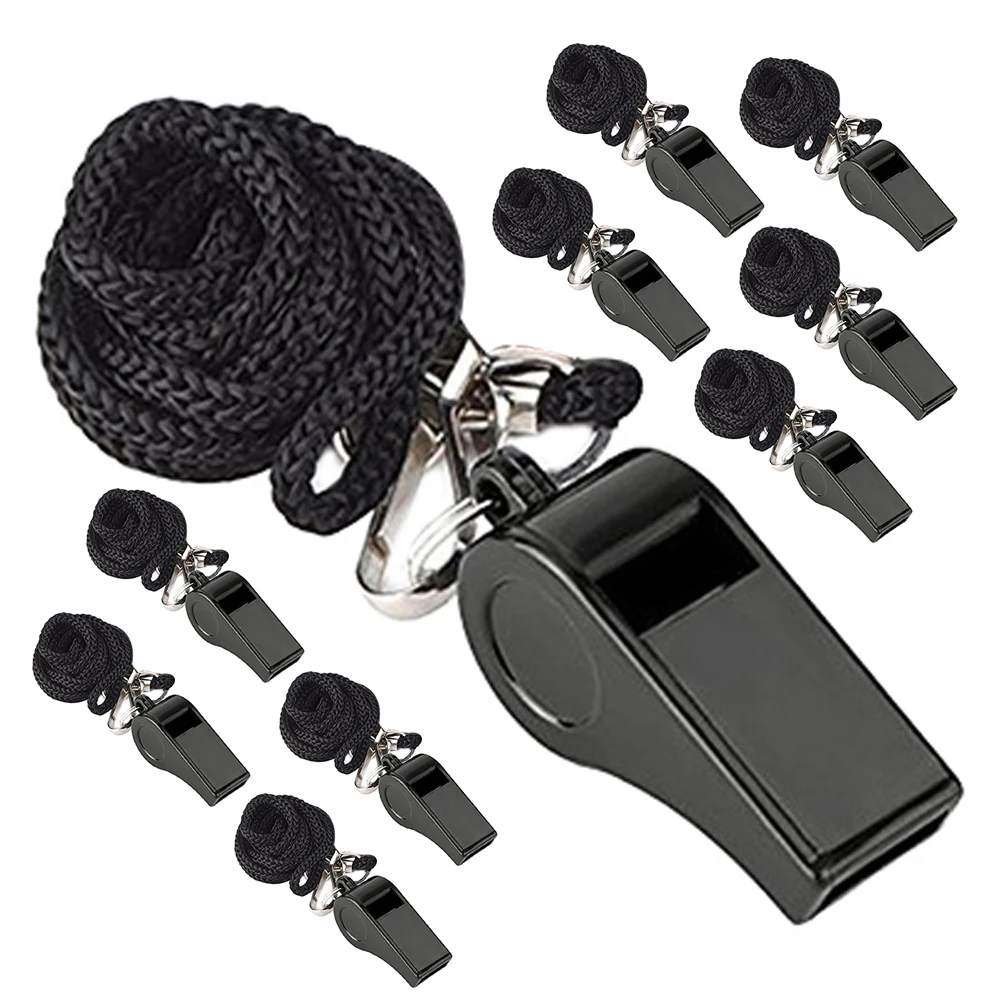 

10pcs Black Plastic Whistle for Sports Referee Emergency Portable Pendant Keychain Gift Teacher Outdoor Survival