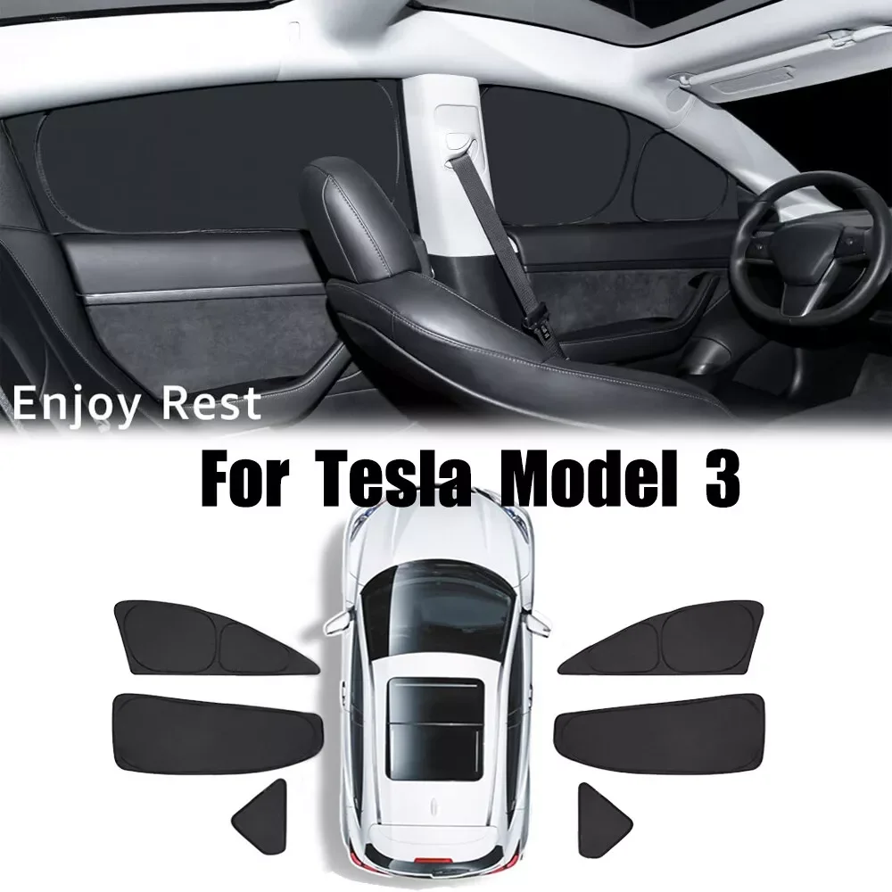 

6 шт. боковое окно для сна, солнцезащитный козырек для Tesla Model 3 2017-2024 гг.