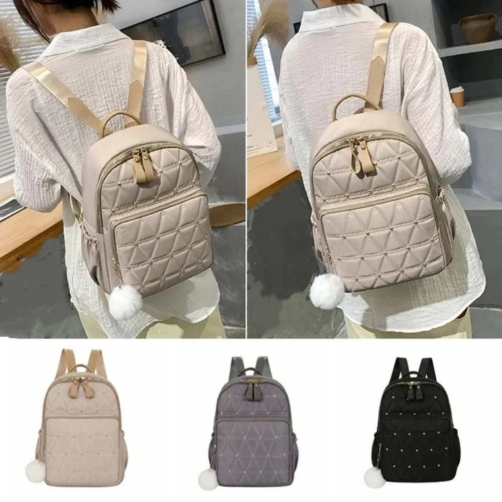 

Регулируемая классическая сетчатая сумка на плечо, винтажный женский рюкзак с заклепками, элегантная нейлоновая дорожная сумка для колледжа