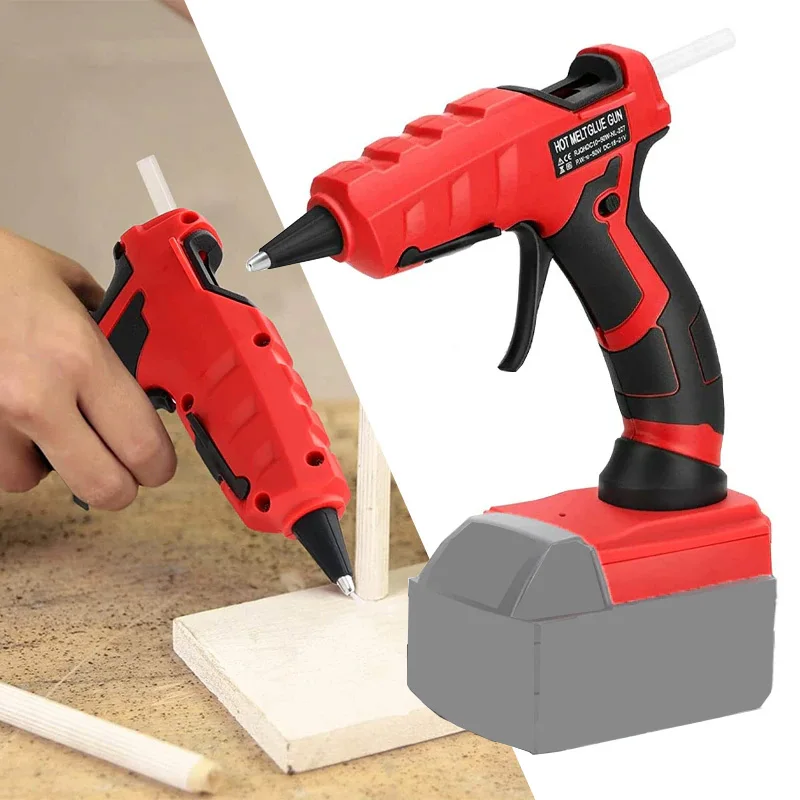 

50W Cordless Glue Gun for Milwaukee 18V Li-ion Battery Quick Preheat Hot Melt Glue Gun with 7mm Glue Stick for Repair Tools