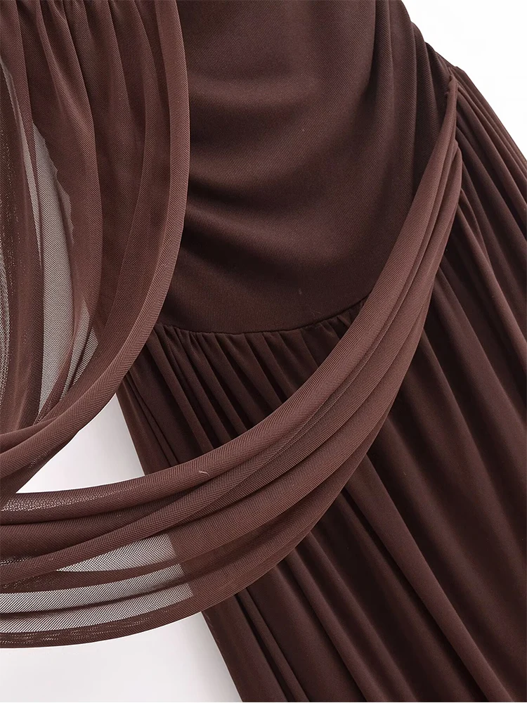 TFMLN 여름 여성 긴 드레스 민소매 메쉬 패치 워크 미디 드레스 여성 라운드 넥 민소매 탱크 캐주얼 드레스 슬림 파티