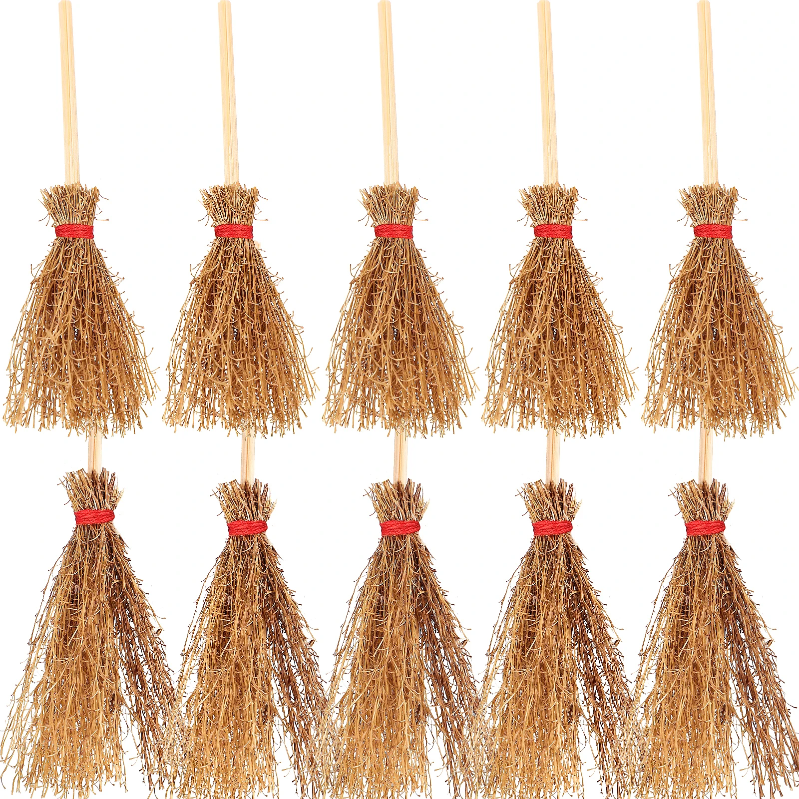 

10 Pcs Mini Handmade Broom Craft Brooms Dustpan Miniature Sticks Beech Halloween Broomsticks Child Decor