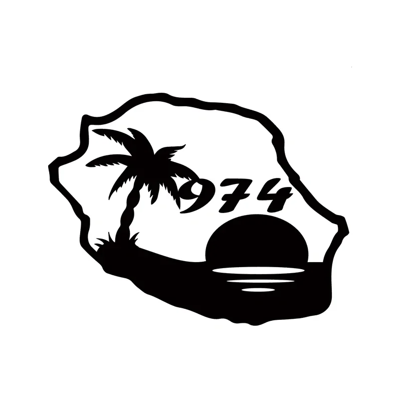 

974 Conference Island Map Coconut Tree Shaped Motorcycle SUV Bumper Window Decoration Accessories Vinyl Car Stickers