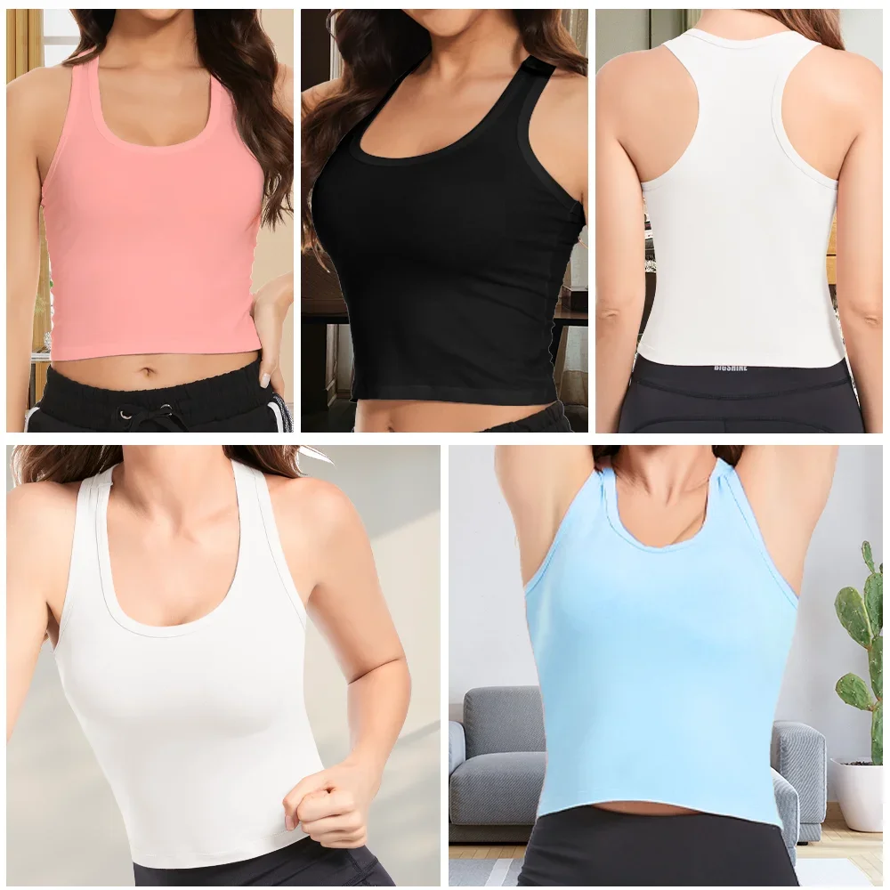 4pcs Women Slim Fit Tank Top Sexy Solid Sleeveless U Neck Racer Back Style Wide Shoulder Straps Tag Free Vest Soft Comfortable