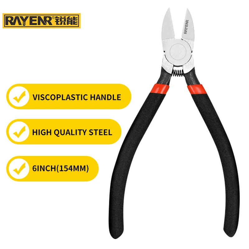 RAYENR CR-V Plastic pliers 6 inch Nippers Electrical Wire Cable Cutters Diagonal pliers for Jewelr Multifunctional Hardware Tool